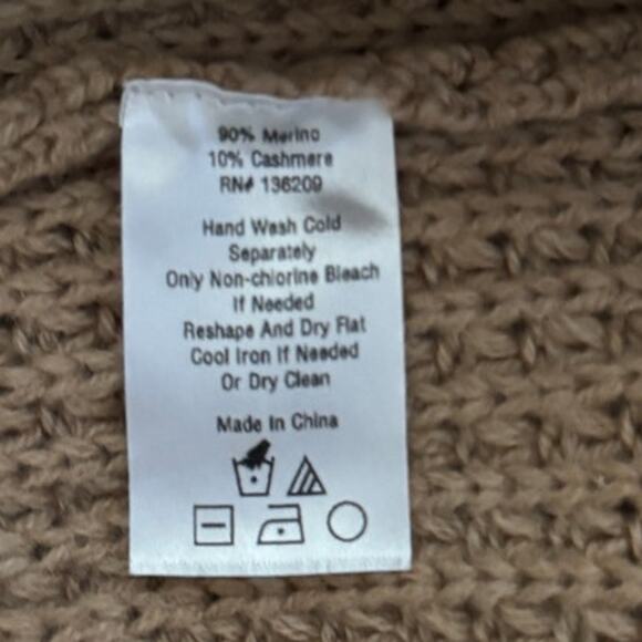 HATCH Waffle Knit Merino Wool/Cashmere Turtleneck Sweater Neutral Camel One Size - Picture 5 of 7